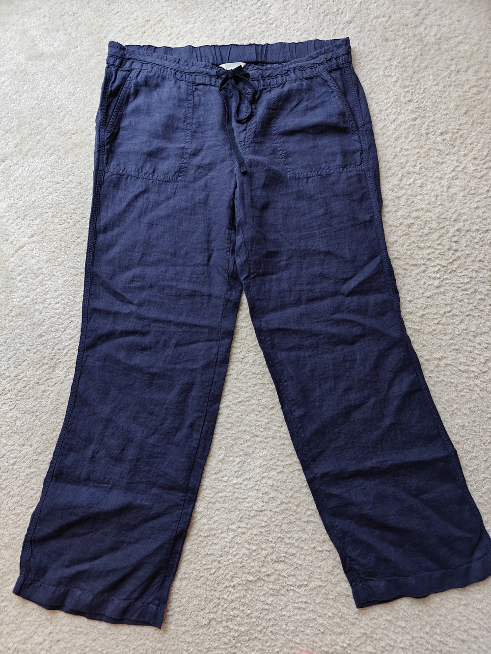 Caslon Navy Drawstring Linen Pants